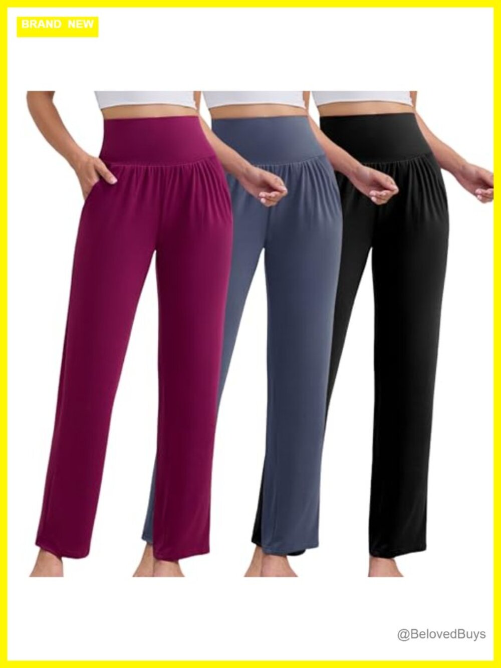 3 Pack Women's Wide Leg Sweatpants High Waist Lounge Pants with Pockets